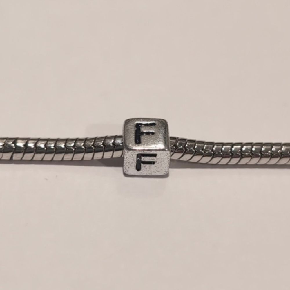 Silver F Spacer Charm for Pandora Style Bracelet